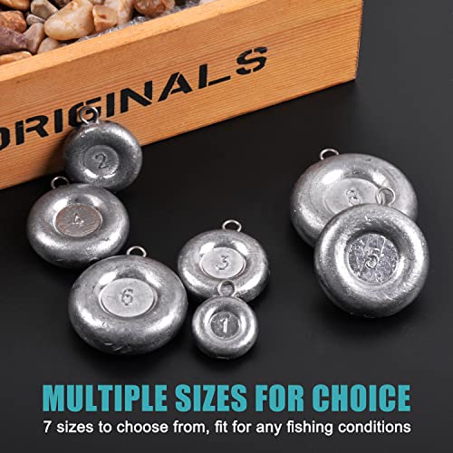 Disc Sinkers Fishing Weights Coin Sinkers Saltwater Surf Fishing Weights for Bottom Drifting Trolling Catfishing Tackle 1oz 2oz 3oz 4oz 5oz 6oz 8oz - style: 1oz-10pcs