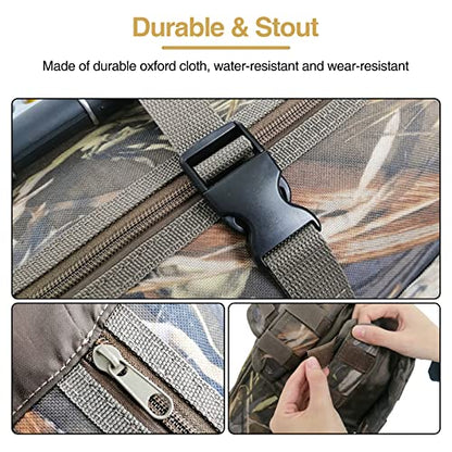 DONQL Fishing Rod Bags, Outdoor Fishing Pole Holders Reel Case, Multifunction Camping Portable Travel Carry Case Backpack Fish Rod Reel Bag, Holds 5 Poles & Fishing Tackles, Fishing Gear for Men - color: Camouflage