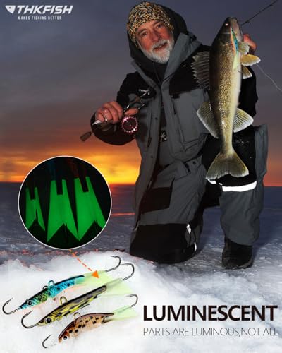 THKFISH Ice Fishing Lures Ice Fishing Jigs Ice Fishing Gear Hard Fishing Lures and Jigs Walleye Ice Fishing Kit Crappie Panfish Pike Jigs,14/26/40PCS - color: C-14PCS
