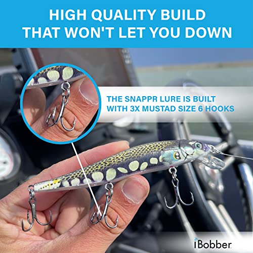 iBobber Snappr Natural Robotic Swimming Lure, Mega 117mm, Rechargeable LED Light, 4-6Ft Depth Slow Sinking Jerkbait for Bass, ReelSonar - color: Tarnished