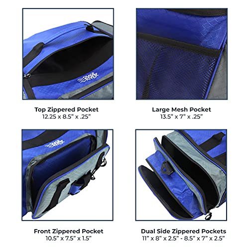 OSAGE RIVER Large Waterproof Fishing Tackle Bag with Padded Shoulder Strap, Ripstop Soft Sided Bag with Fishing Pliers Holder - color: Ash
