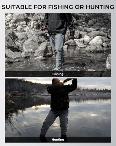 KastKing RiverWalker Hip Waders, Breathable Waterproof Stockingfoot Hip Waders with 4mm Neoprene Booties, Fishing Waders - size: Medium