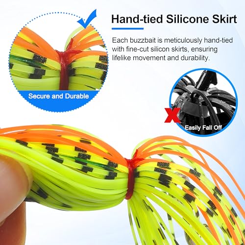 Fishing Buzzbait Lures Bass Spinnerbait Kit Buzz Bait Multicolor Swimbait Metal Jig Lure for Bass Pike Trout Fishing - color: A- 6pcs