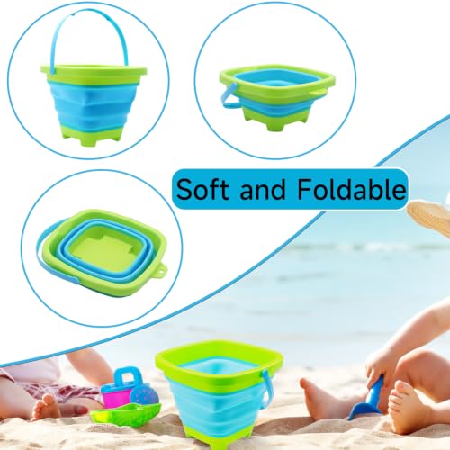 2PCS Fishing Net with Bucket, Telescopic Fishing Landing Net, Collapsible Youth Sand Bucket, Youth Fish Butterfly Catching for Freshwater Saltwater Outdoor Activities - color: Orange + Green