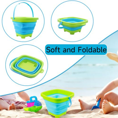 2PCS Fishing Net with Bucket, Telescopic Fishing Landing Net, Collapsible Youth Sand Bucket, Youth Fish Butterfly Catching for Freshwater Saltwater Outdoor Activities - color: Orange + Green