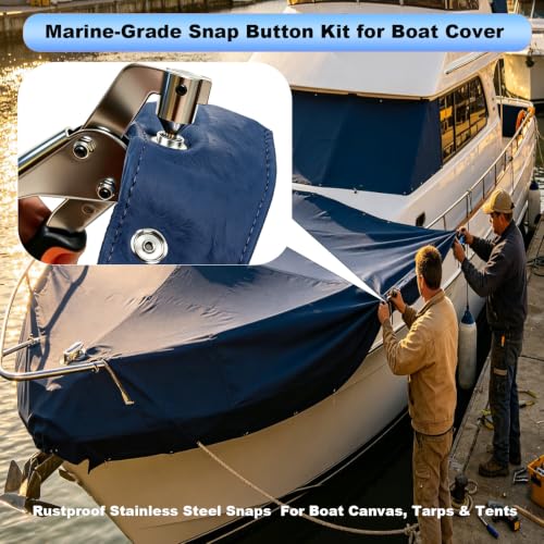 Snap Fastener Tool Kit, 100 Sets Boat Cover Snaps with Snap Setter Tool | Labor-Saving Auto Align Snap Installation Tool, Snap Repair Kit with 380 Pcs 15mm Stainless Snaps for Covers, Canvas, Tarps