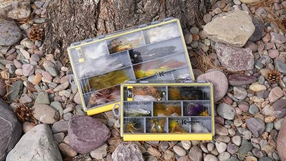 Kingfisher Fishing Fly Fishing Boat Streamer Storage Box with Removable Dividers - Yellow