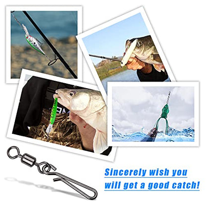 AGOOL Fishing Swivels Snaps Fishing Quick Clips, 60/200pcs Rolling Barrel Swivels with Quick Clips Snaps Swivels High Strength Speed Clips Connector Freshwater Saltwater Fishing Tackle - color: 4#-60pcs