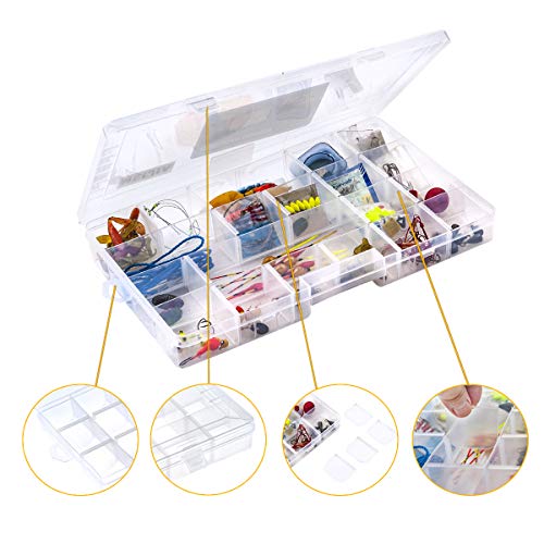 MEIJIA Outdoor Fishing Tackle Boxes, Plastic Box, Plastic Storage Organizer Box with Removable Dividers - Fishing Tackle Storage,Off-White - size: Large