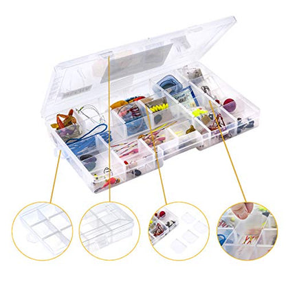MEIJIA Outdoor Fishing Tackle Boxes, Plastic Box, Plastic Storage Organizer Box with Removable Dividers - Fishing Tackle Storage,Off-White - size: Large
