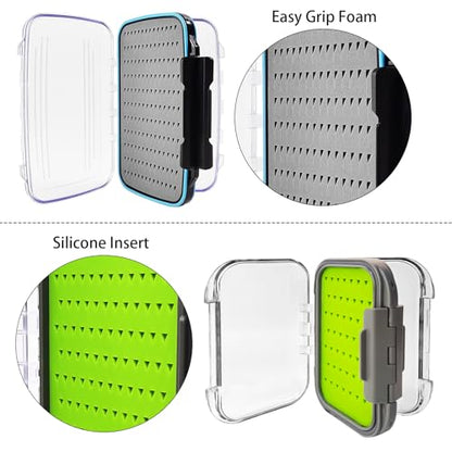Aventik Silicone Fly Fishing Box Jig Box Waterproof Streamer flies Case Double Sided Clear Lid Storage Lure Case Saltwater Freshwater (SB:4.96x4x1.76inch) - style: SB:4.96x4x1.76inch