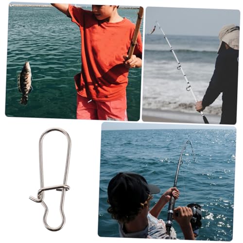 100pcs Stainless Steel Snap Connector Fishing Hooks for Snap Clip for Fishing Gear Accessories
