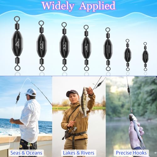 20Pcs Fishing Weights Swivel Brass Sinkers Fishing Weights | Saltwater Freshwater Bullet Sinkers Fishing Weight with Swivel Rolling - size: 1/8oz-20pcs