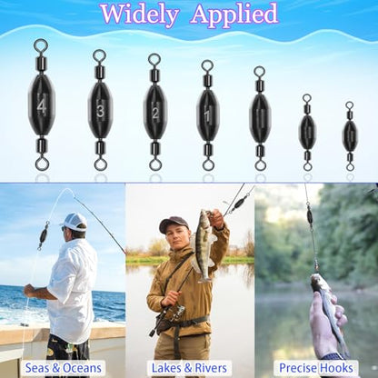 20Pcs Fishing Weights Swivel Brass Sinkers Fishing Weights | Saltwater Freshwater Bullet Sinkers Fishing Weight with Swivel Rolling - size: 3/32oz-20pcs