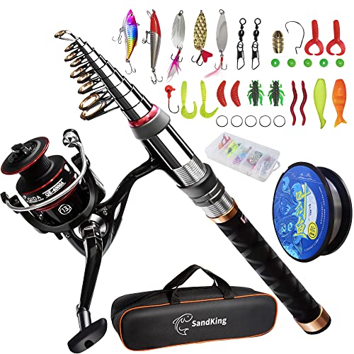 Fishing Pole Kit, Carbon Fiber Telescopic Fishing Rod and Reel Combo with Spinning Reel, Line, Bionic Bait, Hooks and Carrier Bag, Fishing Gear Set for Beginner Adults - size: 5.91FT/1.8M