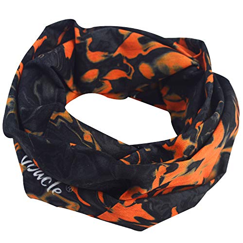 Obacle Seamless Face Mask Rave Bandana Men Women for Dust Sun Wind Protection - color: Pure Black Orange