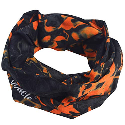 Obacle Seamless Face Mask Rave Bandana Men Women for Dust Sun Wind Protection - color: Pure Black Orange