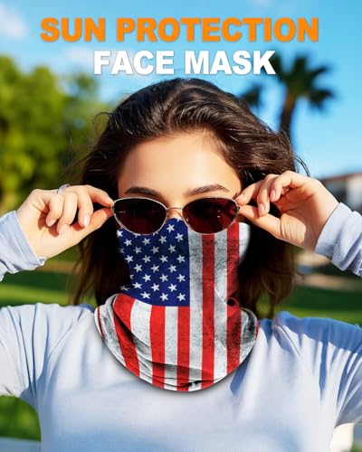4Pack Neck Gaiter for Men Women Face Cover Mask Head Wrap Balaclava Headwear Bandana Headband Magic Scarf - color: A-bule Flag-2