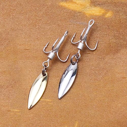 SEIWEI 5pcs 6# Bladed Treble Hooks with Willow Blade Replacement Bladed Spinner Treble Hooks for Trout Bass Freshwater Saltwater Fishing Lures Fishing Spoons-Silver