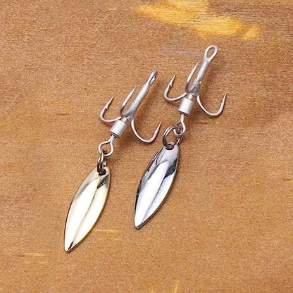 SEIWEI 5pcs 8# Bladed Treble Hooks with Willow Blade Replacement Bladed Spinner Treble Hooks for Trout Bass Freshwater Saltwater Fishing Lures Fishing Spoons-Silver