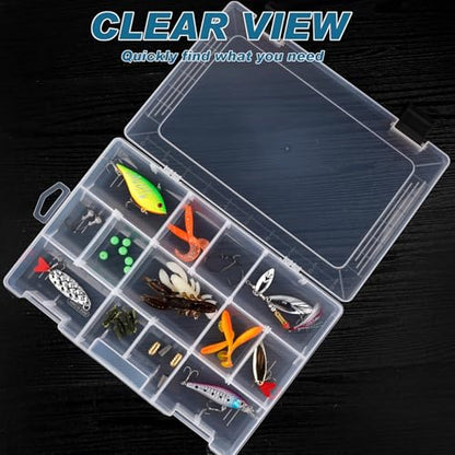 Hikary Fishing Tackle Boxes,3600 Tackle Tray Clear Plastic Fishing Box with Removable Dividers Fishing Storage Organizer Boxes for Lures (4 Packs) - color: 4 Packs