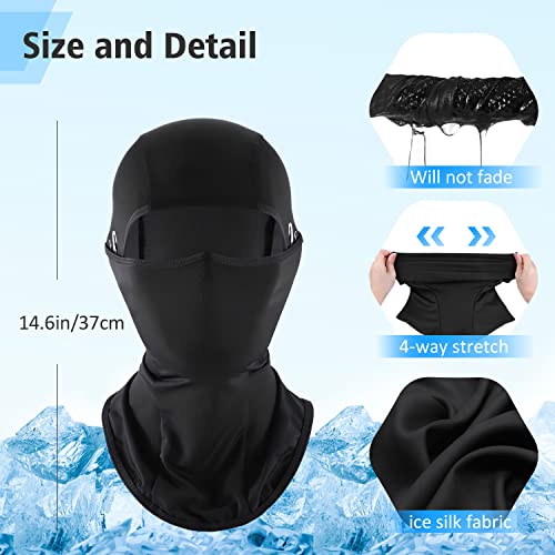 Cooling Balaclava Face Mask for Men Women,Summer Ice Silk Full Face Cover Sun UV Protection for Motocycle Cycling - color: Black
