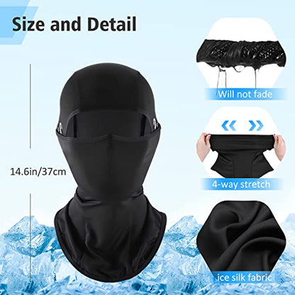 Cooling Balaclava Face Mask for Men Women,Summer Ice Silk Full Face Cover Sun UV Protection for Motocycle Cycling - color: 2black