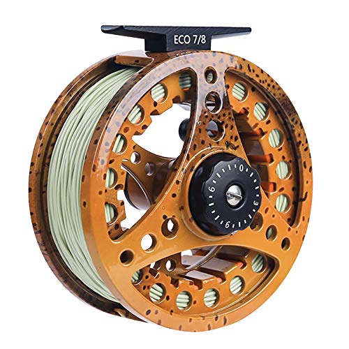 M MAXIMUMCATCH Maxcatch ECO Large Arbor Fly Fishing Reel (3/4wt 5/6wt 7/8wt) and Pre-Loaded Fly Reel with Line Combo - color: Brown Trout (With Line Pre-loaded), size: 7/8 weight