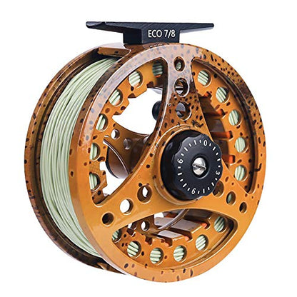 M MAXIMUMCATCH Maxcatch ECO Large Arbor Fly Fishing Reel (3/4wt 5/6wt 7/8wt) and Pre-Loaded Fly Reel with Line Combo - color: Brown Trout (With Line Pre-loaded), size: 7/8 weight