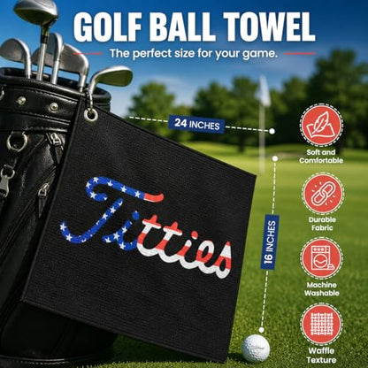 Funny Golf Towel with Clip, Microfiber Caddie Towel for Golf Bag, Gag Gifts | Golf Club Towel | Cool Golf Gifts for Men & Women | Golf Gag Gifts | Premium Golf Towel with Clip Holder | Disc Golf Towel - color: Usa
