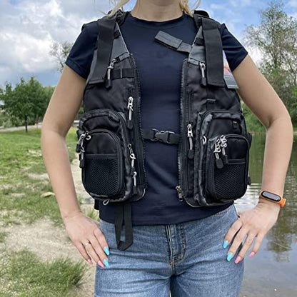 Raprance Fly Fishing Vest Backpack - Adjustable Lightweight and Quick-Dry, with 17 Pocketsfor Trout Bass Saltwate - color: Fv01-black