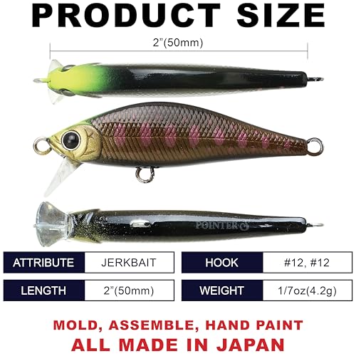 LUCKY CRAFT Pointer 50S, Sinking, Trout Fishing Lure, Jerkbait, Silent, Freshwater Fishing Gear, River Fishing Accessories, Lake Fishing Tackle, Rainbow - color: 873 Winter Stream Perch
