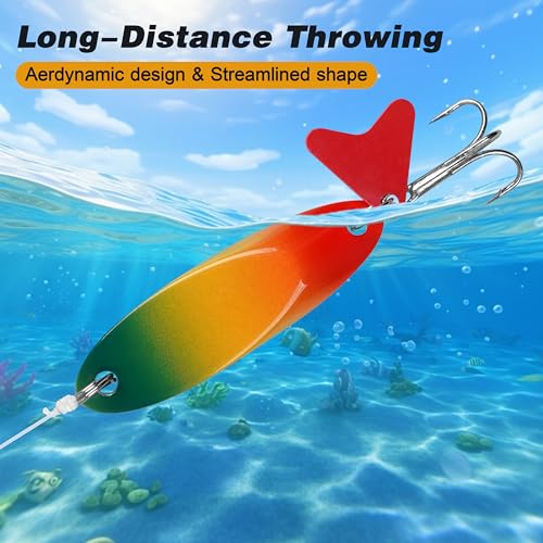 Fishing Lures Casting Spoon Lure, 5pcs Hard Metal Spoon Fishing Lures for Trout Bass Crappie Pike Walleye Saltwater Freshwater Fishing Gear 3/16oz-2oz - color: Painted-A, size: 1.25oz(35g)