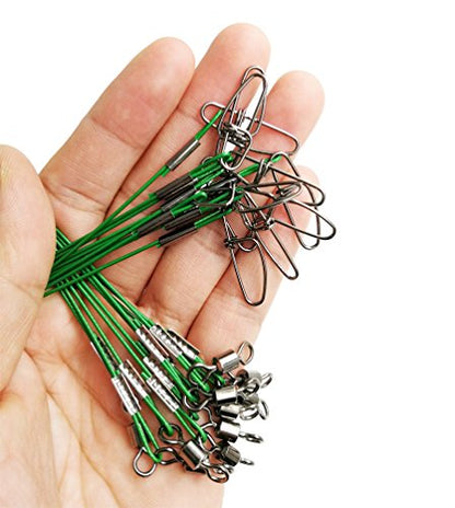 Fishing Wire Leaders for Saltwater: 30pcs Stainless Steel Line Leaders Nylon-Coated 19" - 100 LB High Strength Wire Rig for Shark Barracuda Pike Fishing - color: Green