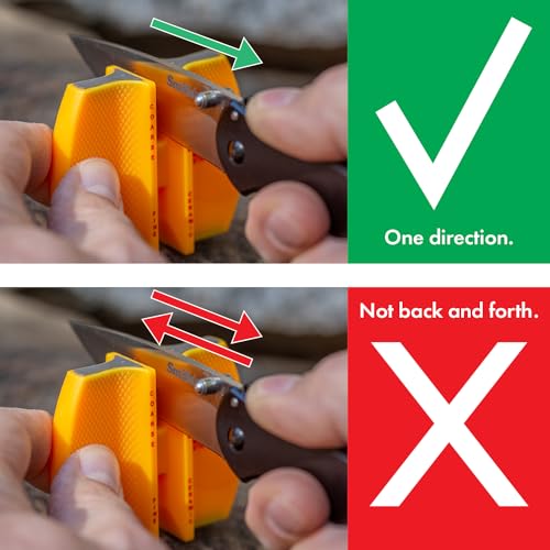 Smith's CCKS 2-Step Knife Sharpener - Yellow - 2-Step Preset Coarse & Fine Slots - Outdoor Handheld Knife Sharpener - Fishing, Hunting, Fillet, Pocket Knives - Compact Plastic Portable Keychain Tool - color: Yellow, style: CCKS