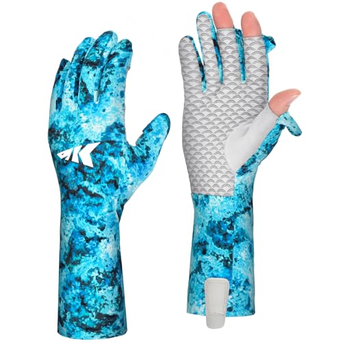 KastKing La Sal Pro Full Finger Fishing Gloves, UPF 50+ Sun Protection Gloves with Convertible Design, Ultralight Microfiber, Ultra-Soft Comfort, FrostWeave Cooling, Enhanced Grip, Four Sizes Options - color: Boulder Camo Sea Foam, size: XX-Large