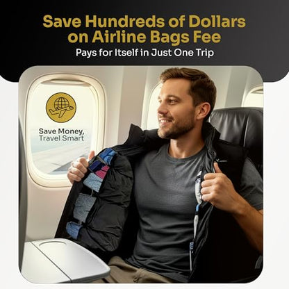 Smart Travel Vest for Men & Women with 12 Hidden Pockets | Avoid Carry-on Fees | Holds 4 Days of Clothes - size: Large