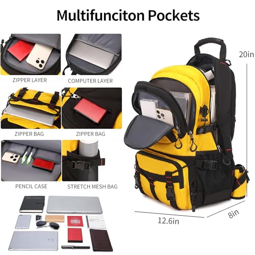 Nerlion 40L Hiking Backpack Travel Backpack for Men Women Camping Waterproof Outdoor Hiking Daypack Lightweight Backpack (Yellow) - color: A5- Yellow