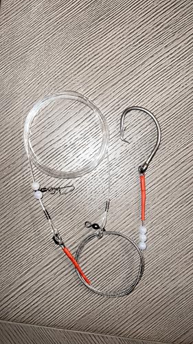 Heavy-Duty Shark Fishing Rig. Leader Cable, 5 Ft, 480 lb, 12/0 Circle Hook, 200 Pound Mono Shock Leader Shark Grouper Rig