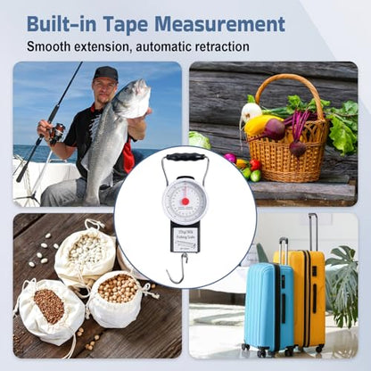 Goture Fishing Hanging Scale + Ruler + Bottle Opener, Mechanical Kitchen and Fish Fishing Scale, Multi-Purpose Portable Hand Held Dial Weight Scale with Tape Measure (50 Lbs / 22Kg) - color: Fishing Scale + Ruler + Bottle Opener