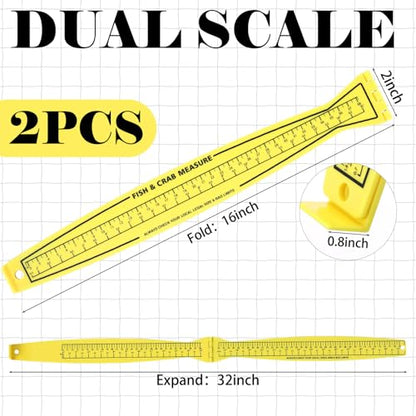 VioraWhite 2 Pcs Fish Measuring Board - 32in/80cm Folding Fishing Ruler Fishing Measurement Ruler Crab Measuring Tool Lightweight Bump Board Measuring Ruler for Boat Kayak - style: 32”/80cm Dual Scale