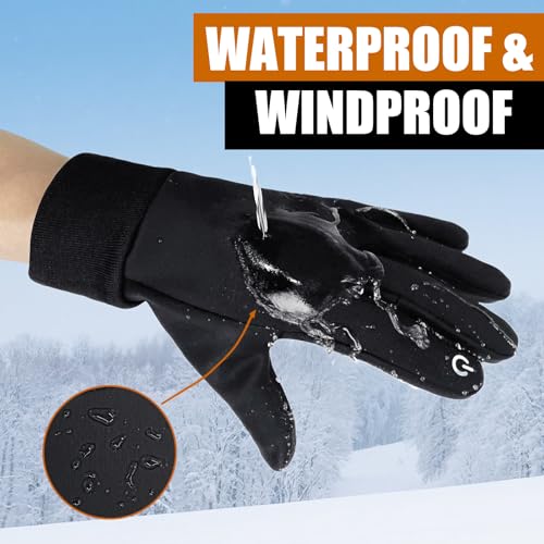 Waterproof Winter Gloves for Men Women Touchscreen Warm Thermal Fleece Snow Driving Cycling Running Hiking Gloves - size: Medium