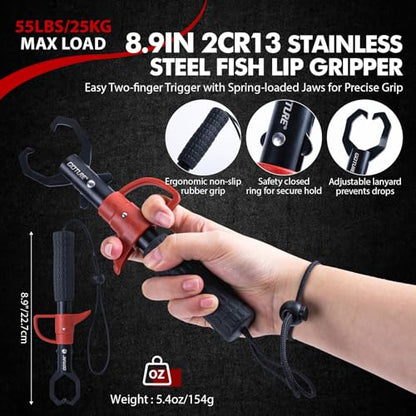 Goture Fishing Tool Kit,Fishing Pliers,Fillet Knife with Sheath,Fish Lip Gripper,Fish Hook Remover,Lanyard,Line Scissors,Sharpener,Stainless Steel Soap,Saltwater Gear Kit,Red/Pink,Gifts for Men/Women - color: A7:13pcs Fishing Tool Kit