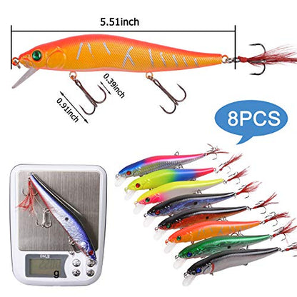 Fishing Lures Kit Crankbait Minnow Hard Bait Set Deep Diving Jerkbait Swimbait Popper Pencil Walleye Lures Artificial Fishing Bait for Bass Trout Redfish Saltwater Freshwater Fishing Lure - color: Kit-28pcs