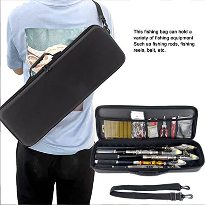 Fishing Rod Case, Large Capacity Multifunctional Waterproof Fishing Rod Bag Built in Shockproof Foam Padding, Fishing Tackle Bag with Detachable Adjustable Shoulder Strap for Travel Gift for Men Dad