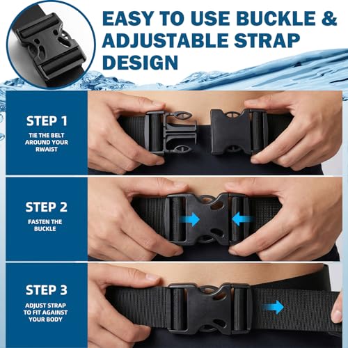 YOTAN Swim Belt for Adults, Flotation Belt with Reflective Strips, Adjustable 3 Section Buoyancy Flotation Swimming Belts, Pool Exercise Equipment for Water Aerobic, Aqua Jogging, Low-Impact Workout - size: Medium
