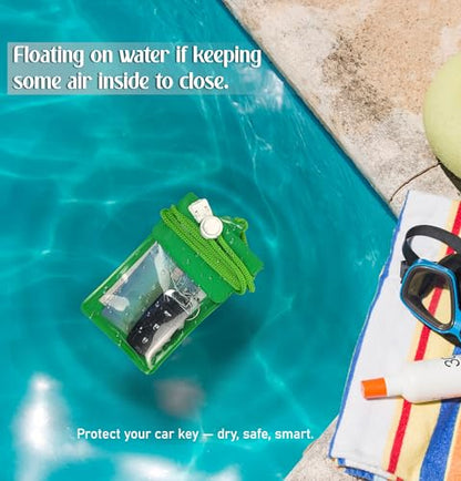 Waterproof Car Key FOB Pouch Submersible Dry Bag Holder for ID Credit Cards Cash Keys Case Swim Surf Floating Wallet - color: Green