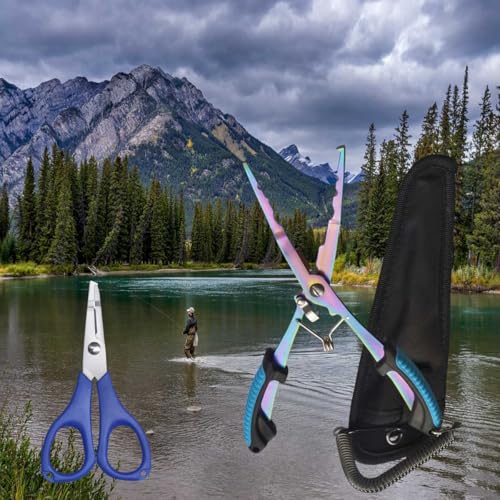 Fishing Needle Nose Pliers, Stainless Steel Fish Pliers and Scissors Set with Sheath Lanyard, Hook Remover Split Ring Tools, Aboda Fishing Gear Fresh & Saltwater Fishing Tool Kit