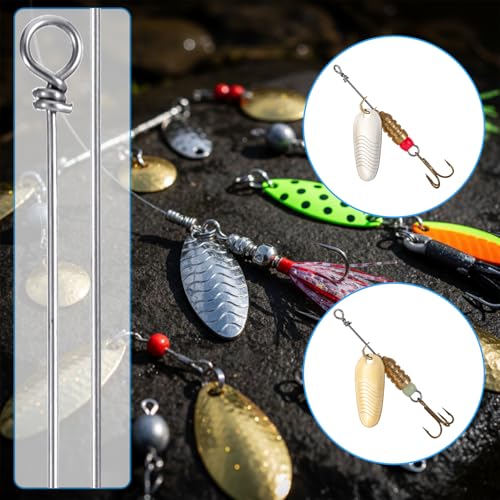 100PCS Fishing Wire Spinner, Stainless Steel Lure Making Supplies Kit for Hanging Fishing Spinners Rigs for Crafts - size: 0.8*16 cm
