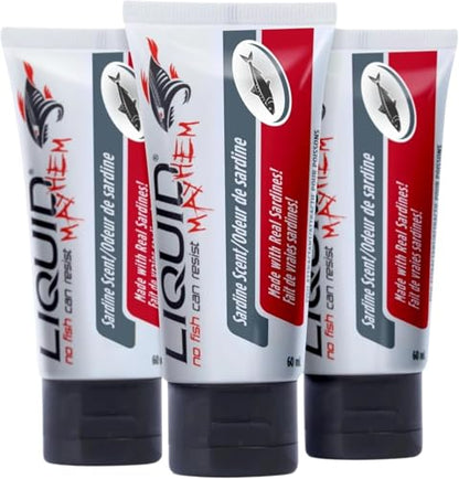 Liquid Mayhem Sardine Fish Attractant Gel 60 ml / 2 oz · 60 Uses – Real Anchovy Bait & Aminos | UV-Enhanced Long-Lasting Gel – All Lure Types - size: 3-Pack